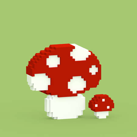 Mushroom 3D generated - colorfulの写真素材
