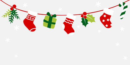 Christmas stockings bunting - colorfulのイラスト素材