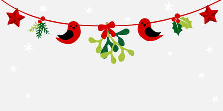 Christmas mistletoe  bunting - colorfulのイラスト素材