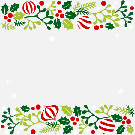 Christmas frame with leaves - colorfulのイラスト素材