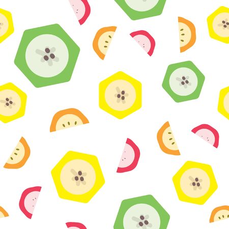 Abstract fruit pieces seamless vector pattern on a white backgroundのイラスト素材