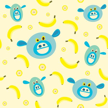 Monkey and banana seamless patternのイラスト素材