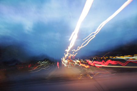 Blurred images of street lights