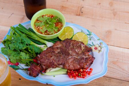 BBQ Pork with beerの写真素材
