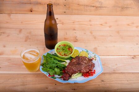 BBQ Pork with beerの写真素材