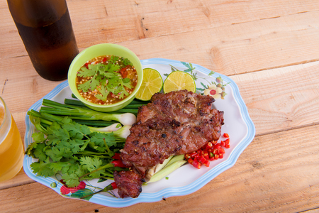 BBQ Pork with beerの写真素材