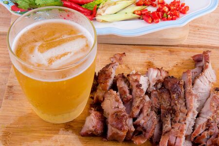 BBQ Pork with beerの写真素材