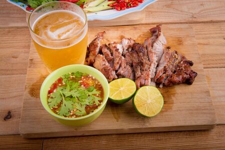 BBQ Pork with beerの写真素材