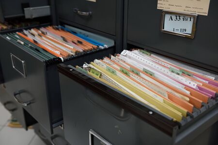 File folders in a filing cabinet,For document storageの写真素材