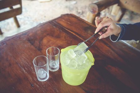 water to drink poured into a glass,for drinkingの写真素材