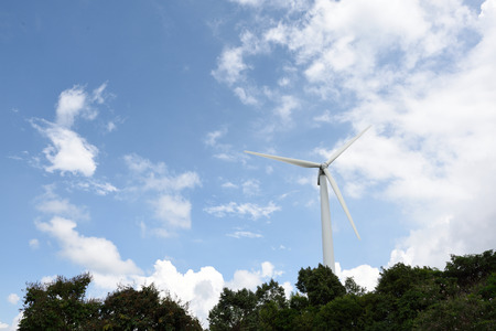 Wind turbines used for electricity production in the summer.の写真素材