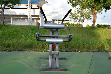 Outdoor Fitness Equipment in public.の写真素材