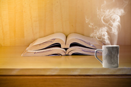 Old books on a wooden .Vintage Conceptの写真素材