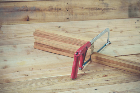sawing machines Placed on a wooden .の写真素材