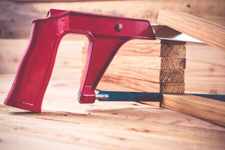 sawing machines Placed on a wooden .の写真素材