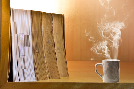 Old books on a wooden .Vintage Conceptの写真素材