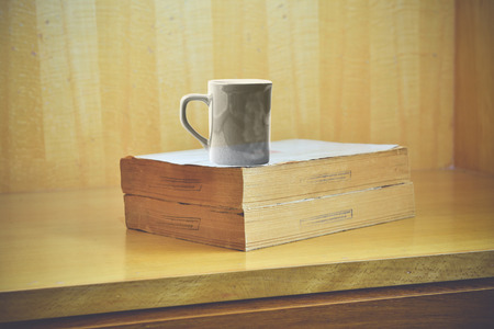 Old books on a wooden .Vintage Conceptの写真素材