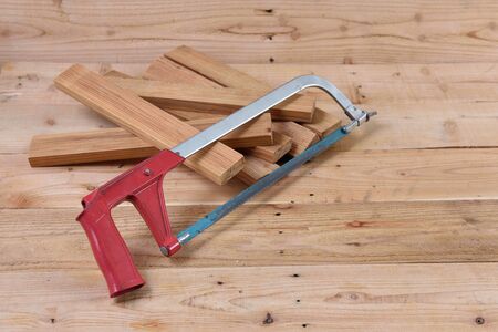 sawing machines Placed on a wooden .の写真素材
