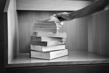 Old books on a wooden background.,Vintage Conceptの写真素材