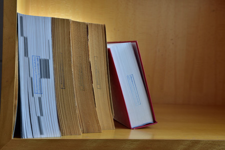 Old books on a wooden background.,Vintage Conceptの写真素材