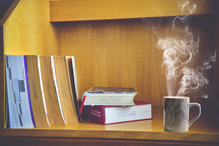 Old books on a wooden background.,Vintage Conceptの写真素材