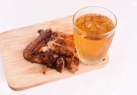 grilled Chicken and beer on isolate background.の写真素材