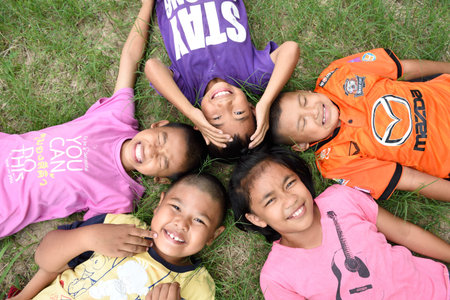 NAKHON RATCHASIMA THAILAND-OCT 17:an unidentified Children in rural areas are playing for fun....