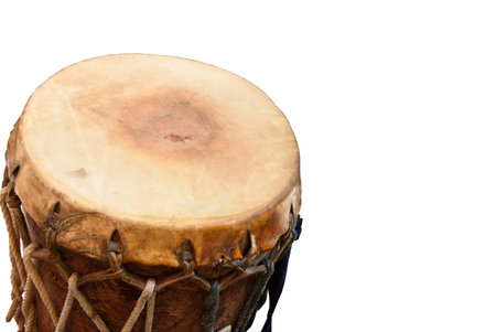 drum,Drum production in drums made of cowhide leather on isolate background