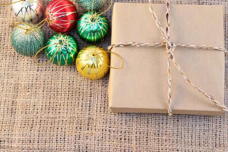 Gift Box,on wood backgroundの写真素材