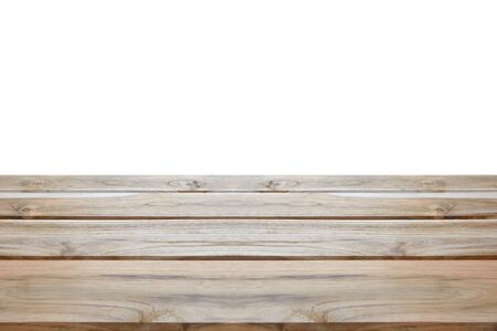 wood table top on isolate background,can be used for montage your productsの写真素材
