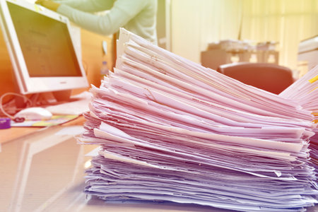 documents on desk in office