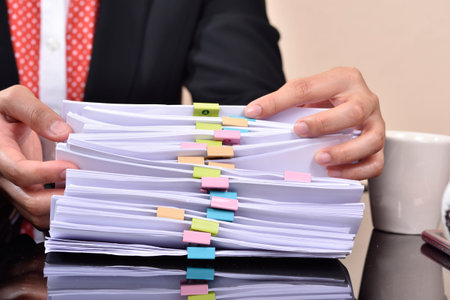 Business woman with office documents.