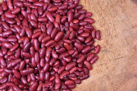 Red bean on wood background