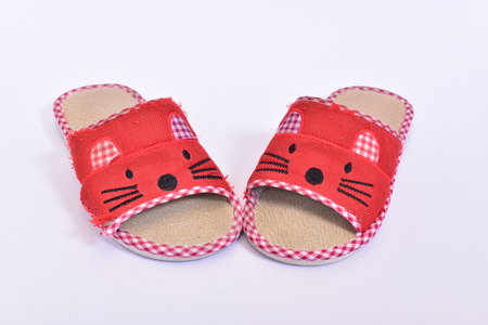 Slippers at home red color,the concept smilingの写真素材