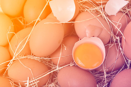 Chicken Egg,Fresh farm eggs on a wooden background.