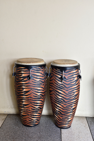 drum,Drum production in drums made of cowhide leatherの写真素材