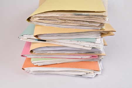 Files Stacked,colorful Paper Files on isolated background.の写真素材
