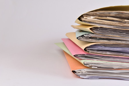 Files Stacked,colorful Paper Files on isolated background.の写真素材