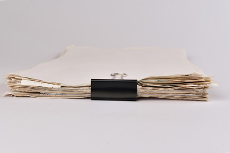 Files Stacked,back Paper Files on isolated background.の写真素材