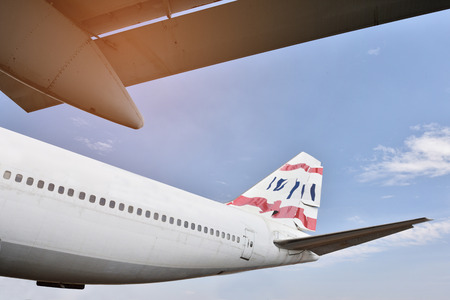 Wing aircraft in the skyの写真素材