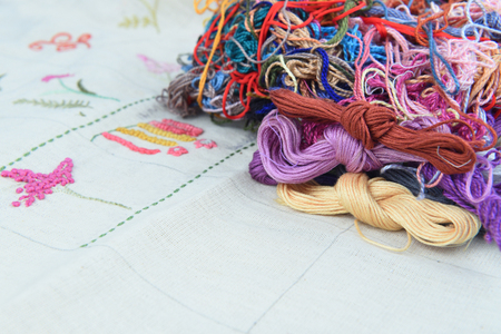 Fashion design Embroidery thread on embroideryの写真素材