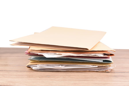 Document file placed on the desk on isolated