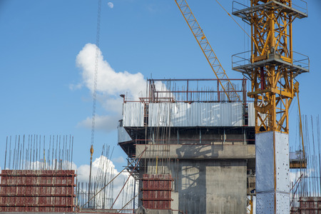 Outdoor construction site The background is blue sky.の写真素材