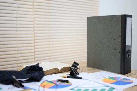 Business documents placed on the table at the office