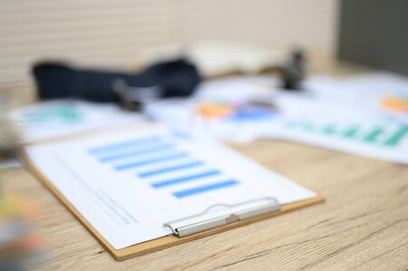 Business documents placed on the table at the officeの写真素材
