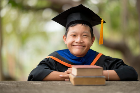 A graduate student sitting and reading a book