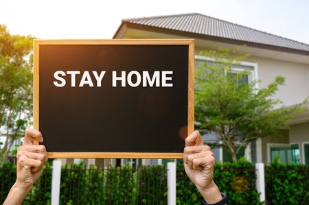 Staying home for social distances to prevent virusesの写真素材