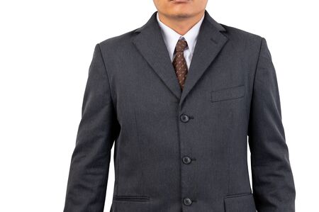 A businessman with a black suit, brown tie on isolated background and clipping pathの写真素材