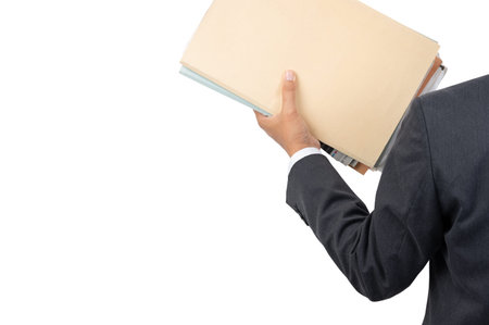 A businessman holding a file on isolated background and clipping path