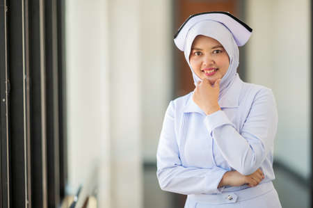 Portrait of women Muslim woman in hijabの写真素材